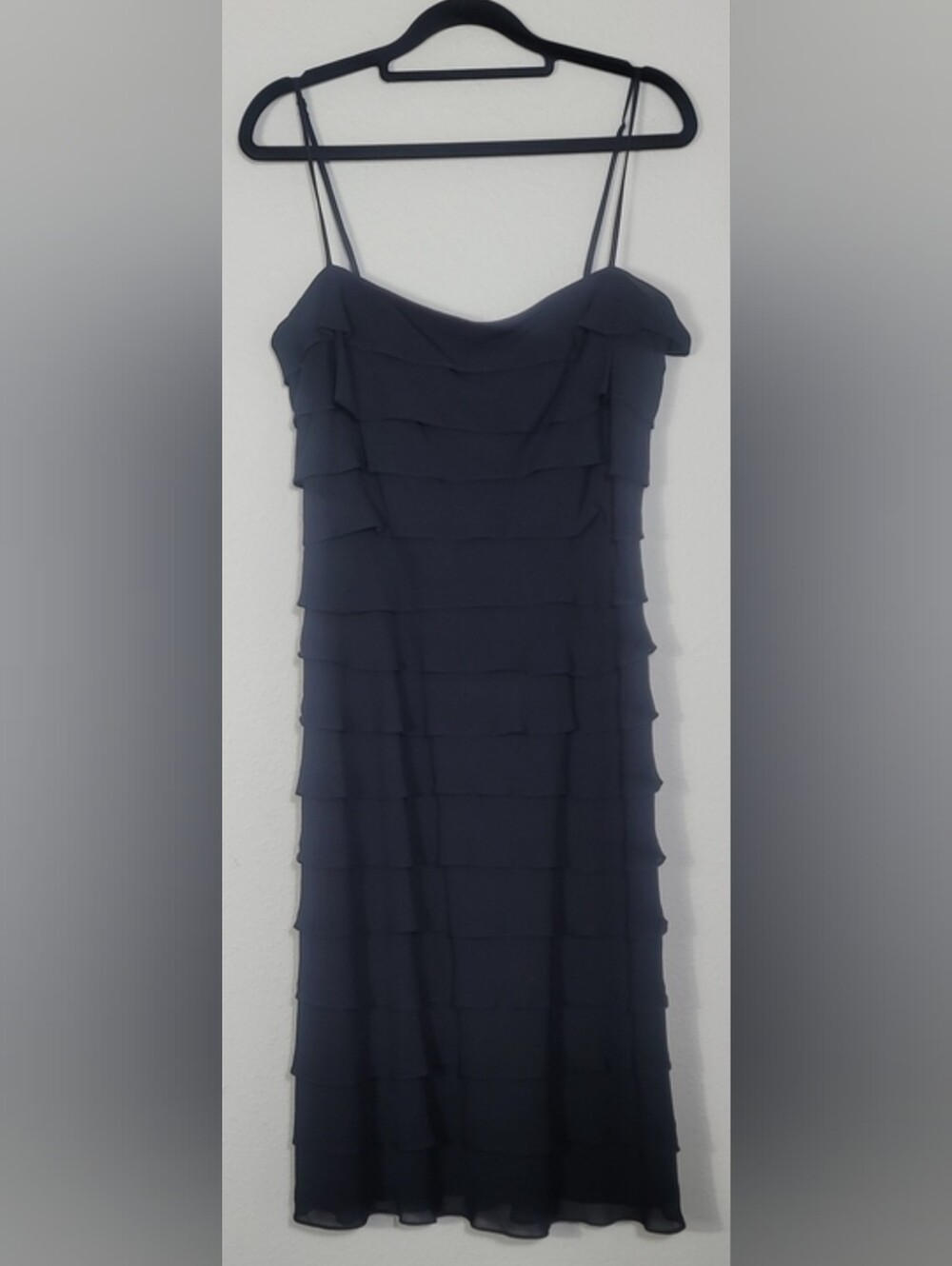 Tadashi Shoji Ruffled Tiered Mini Dress Size 8 Black Formal Cocktail Evening